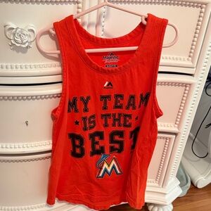 Majestic Red Miami Marlins Graphic Tank Top